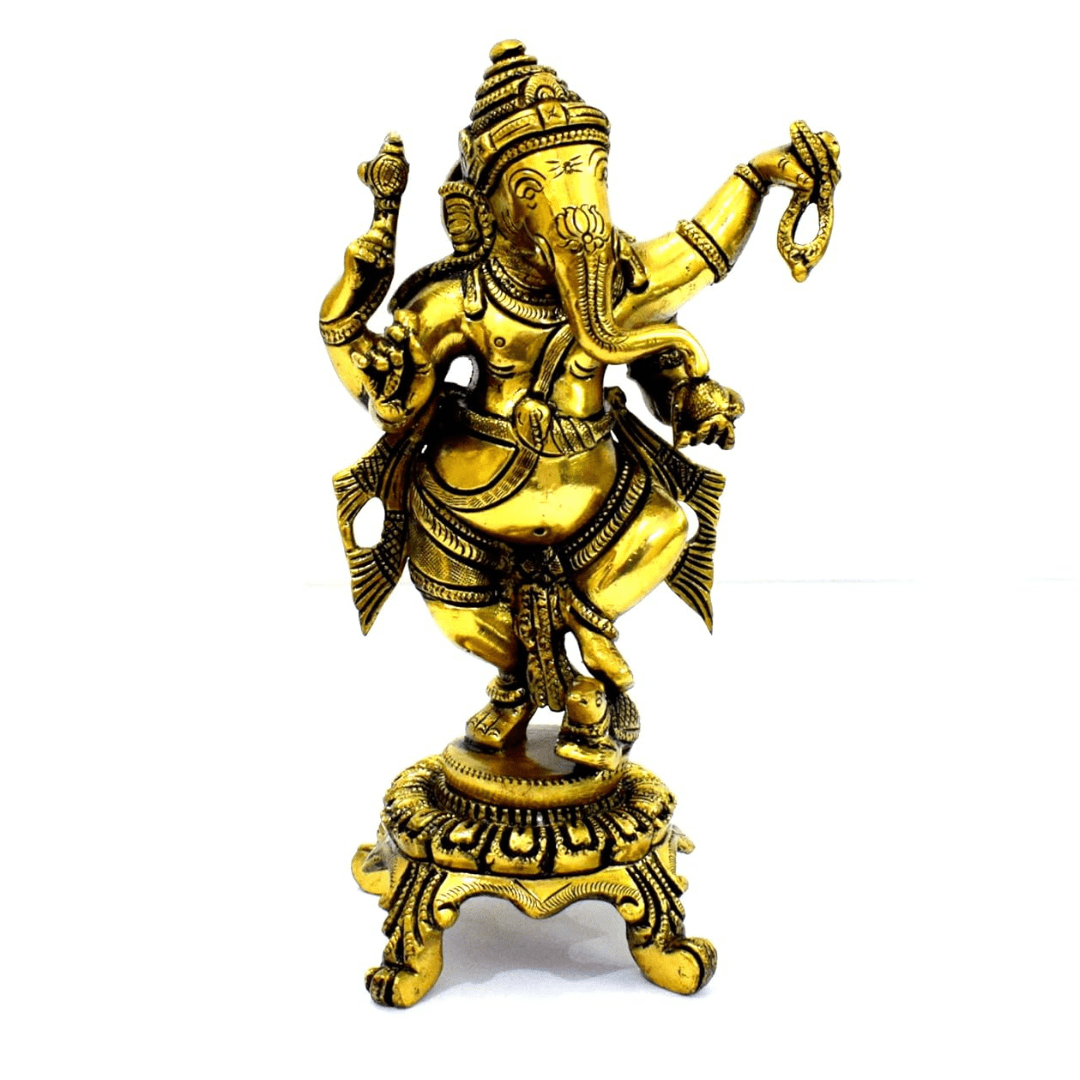 WIGANO Brass Dancing Ganesha Statue 